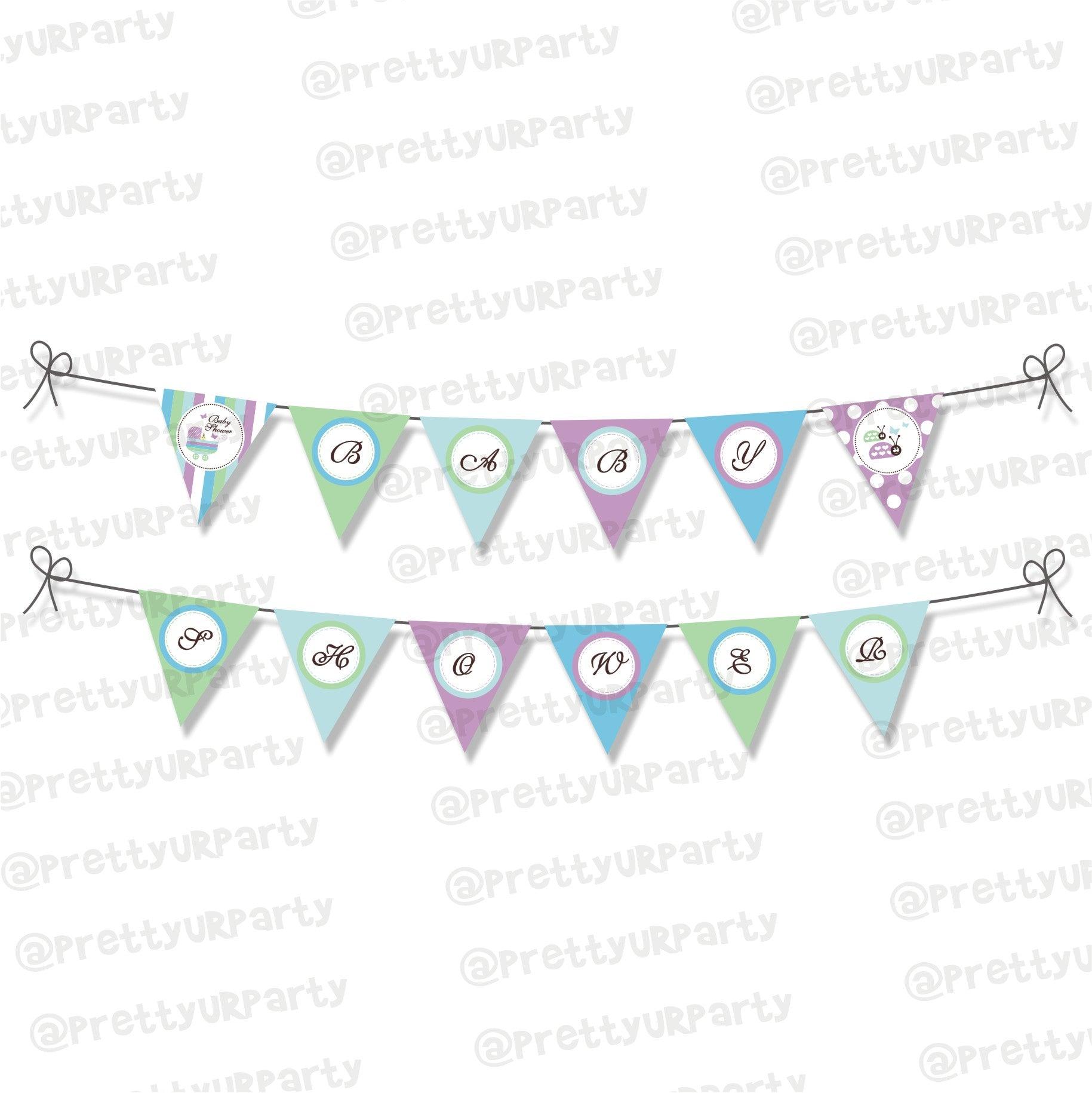 Blue and Purple Bunting BABY SHOWER Pretty UR Party Default Title