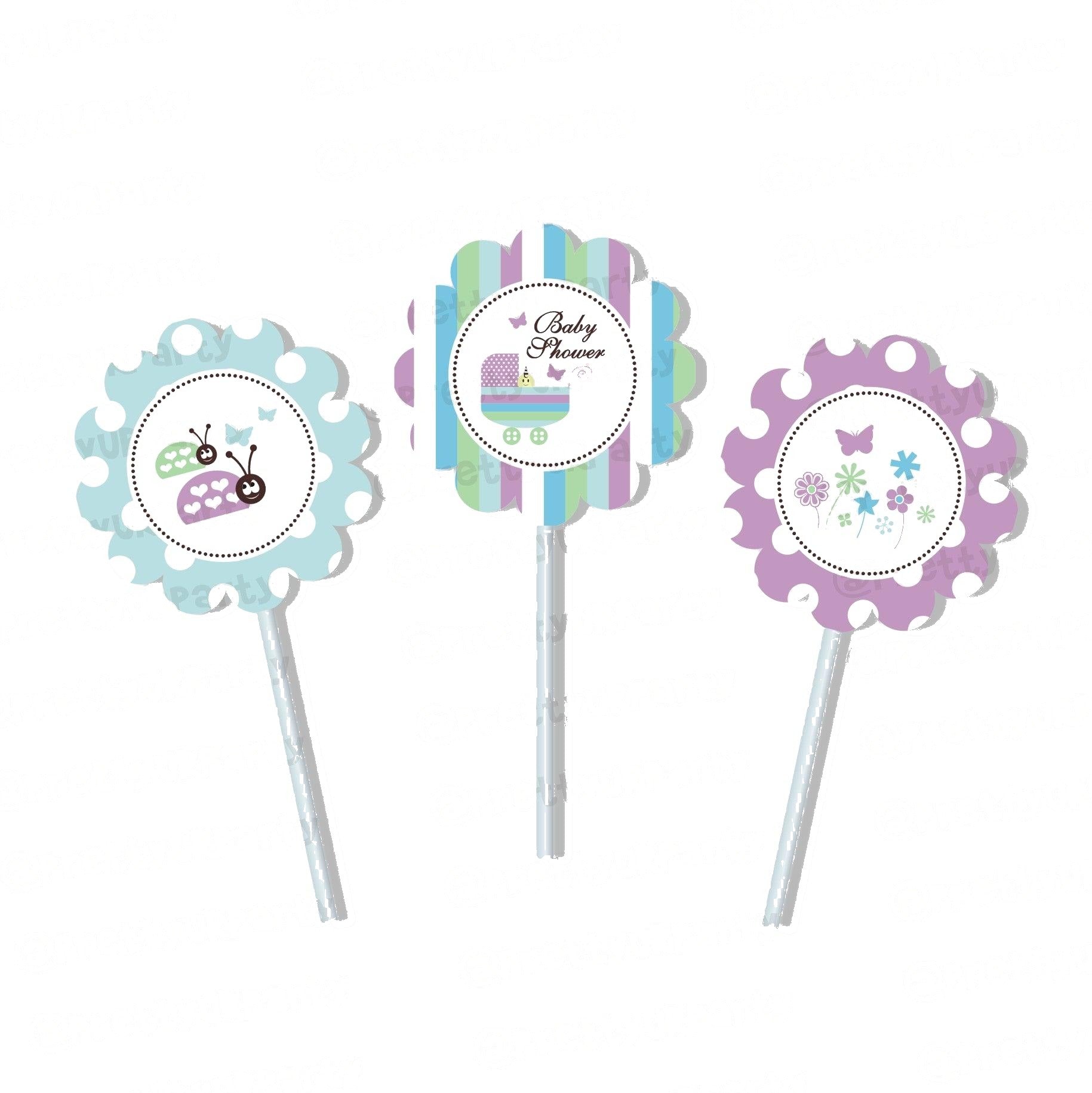 Blue and Purple Cupcake / Food Toppers