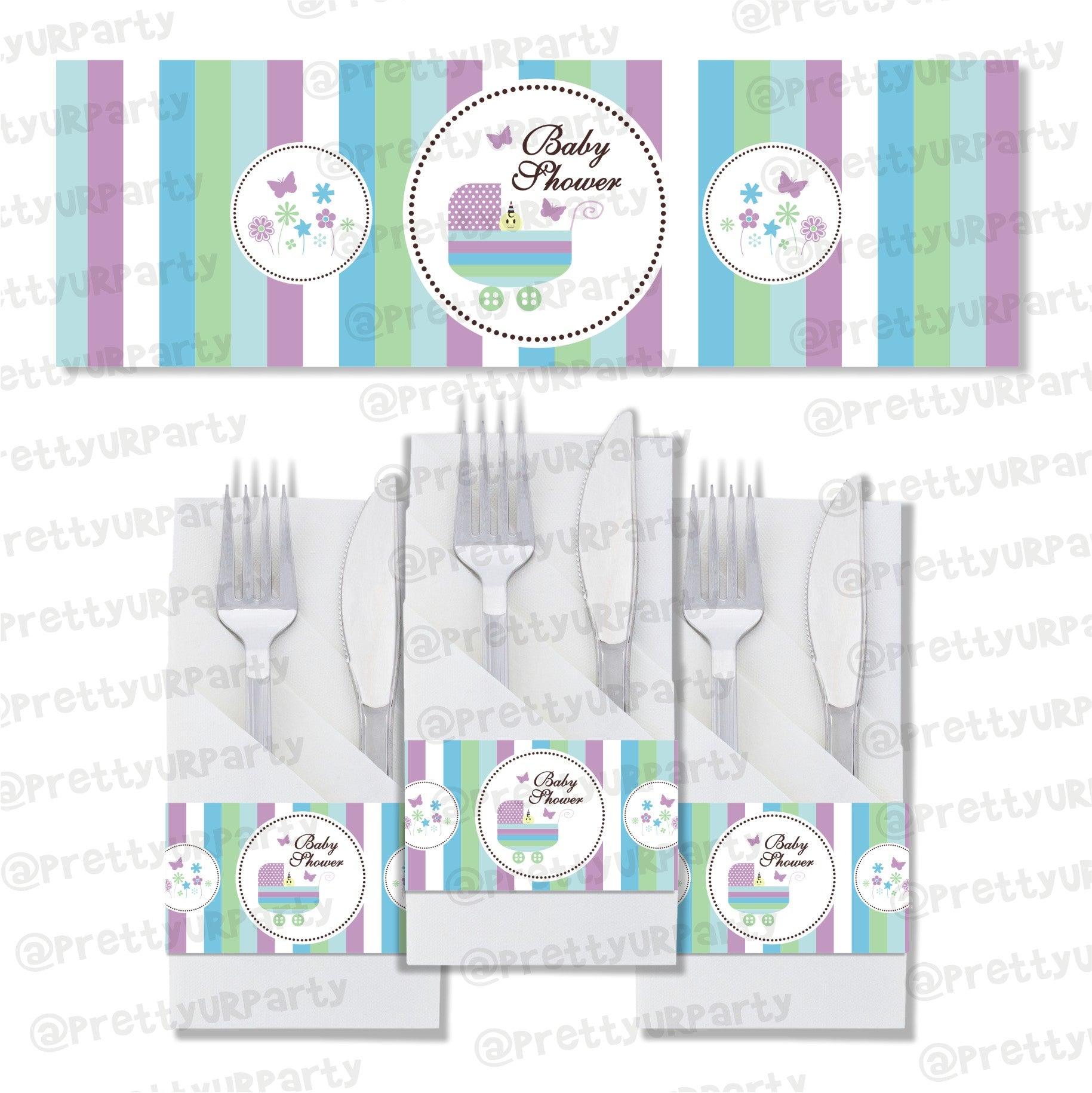 Blue and Purple Napkin Rings BABY SHOWER Pretty UR Party Default Title