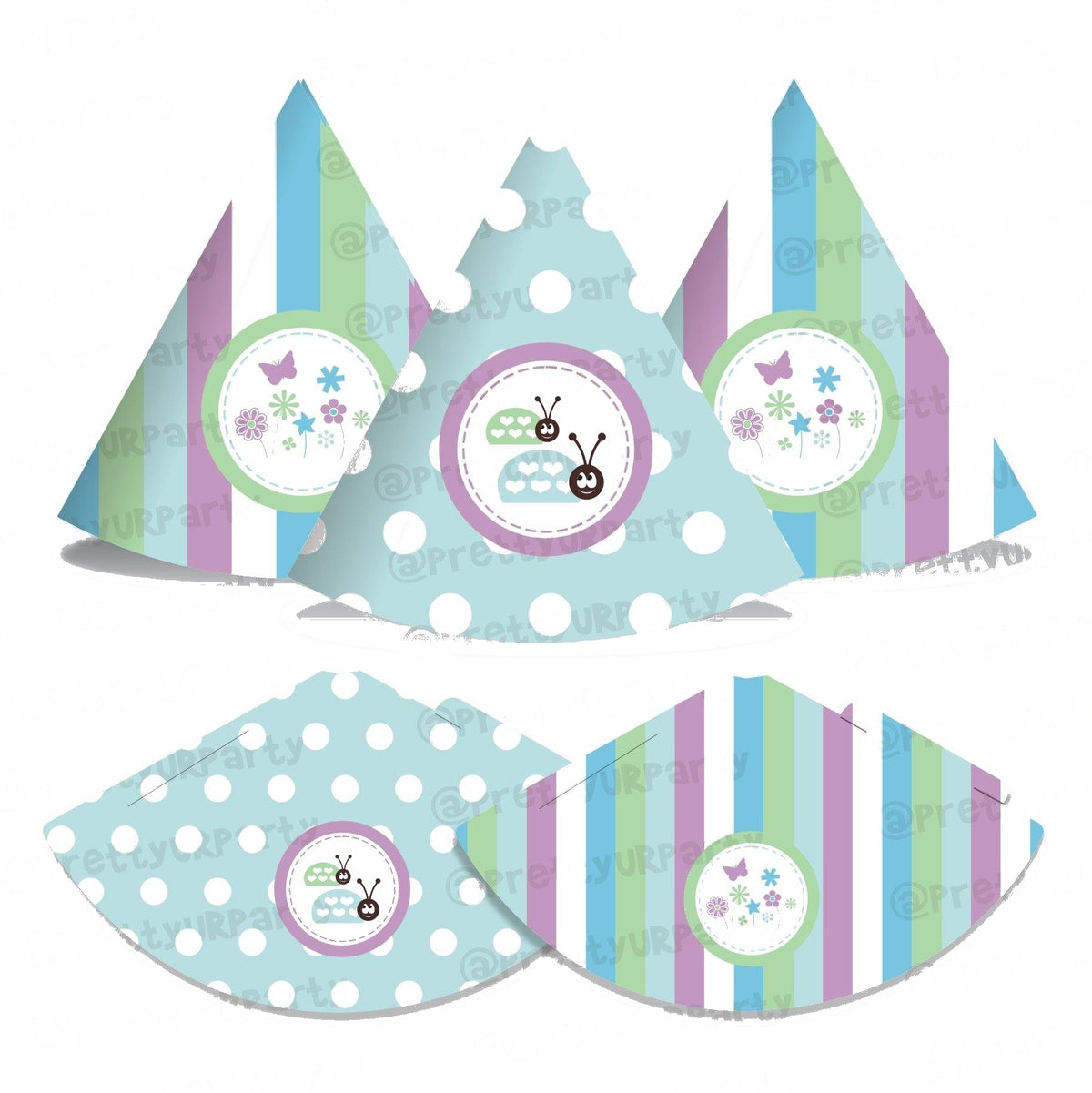 Blue and Purple Hats - Pack of 10