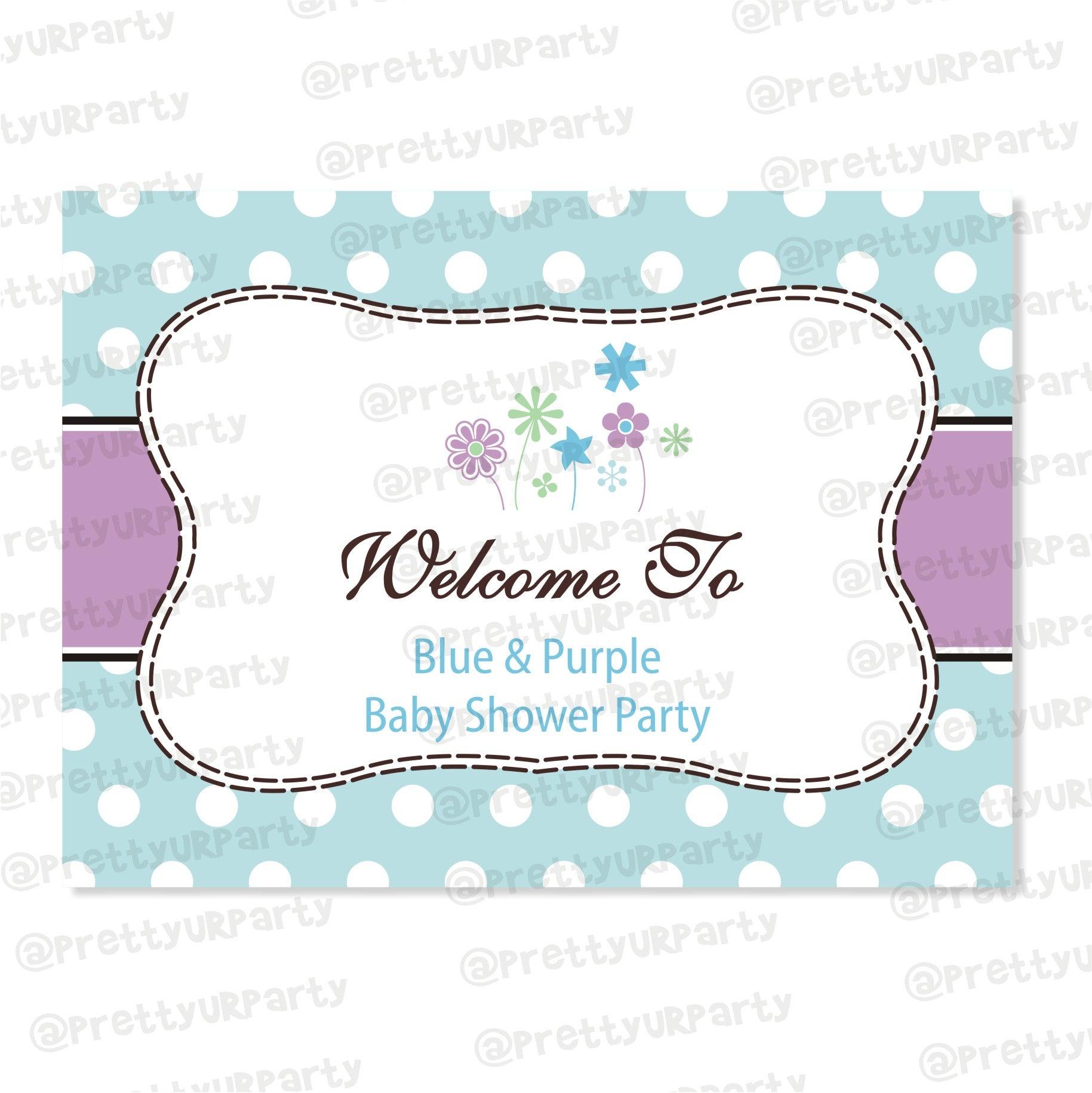 Blue and Purple Entrance Banner / Door Sign BABY SHOWER Pretty UR Party Default Title