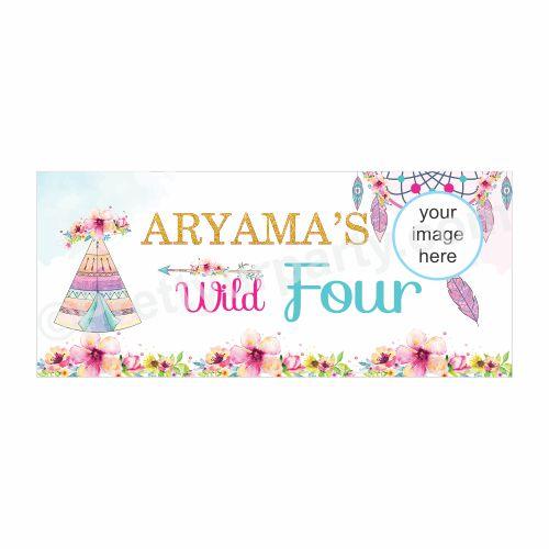 Personalized Boho Theme Banner 30in ALL PARTY SUPPLIES Pretty UR Party
