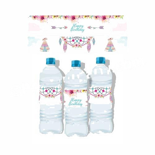Boho Theme Water Bottle Labels