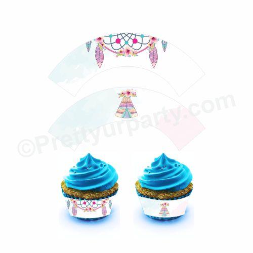 Boho Theme Cupcake Wrappers THEME PARTIES Pretty UR Party Default Title
