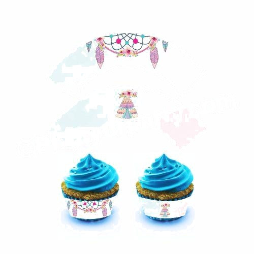 Boho Theme Cupcake Wrappers