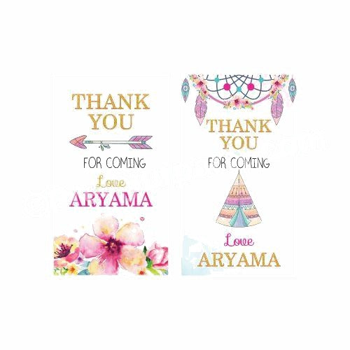 Boho Theme Thank you Tags