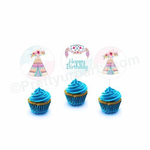 Boho Theme Cupcake / Food Toppers THEME PARTIES Pretty UR Party