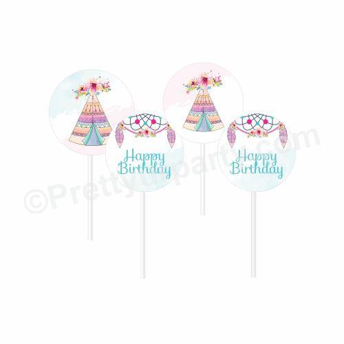Boho Theme Cupcake / Food Toppers THEME PARTIES Pretty UR Party Default Title