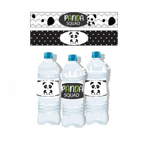 Panda Theme Water Bottle Labels