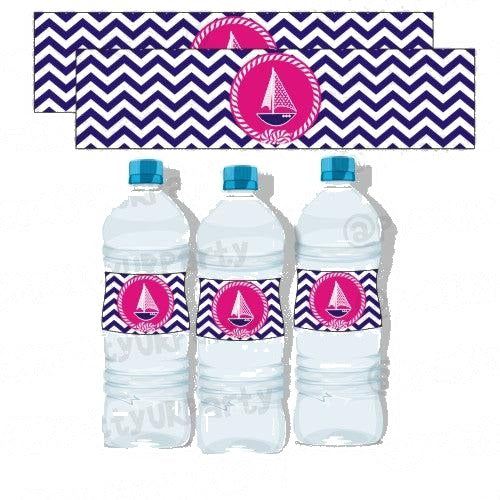 Girly Nautical Water Bottle Labels