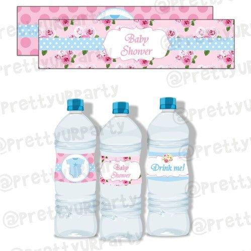 Shabby Chic Water Bottle Labels BABY SHOWER Pretty UR Party Default Title