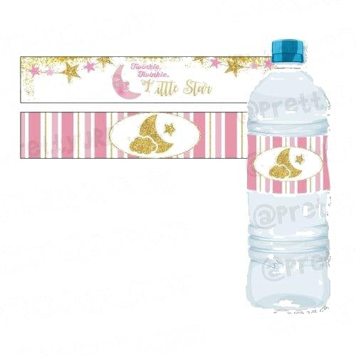 Twinkle Twinkle Little Star Pink Water Bottle Labels
