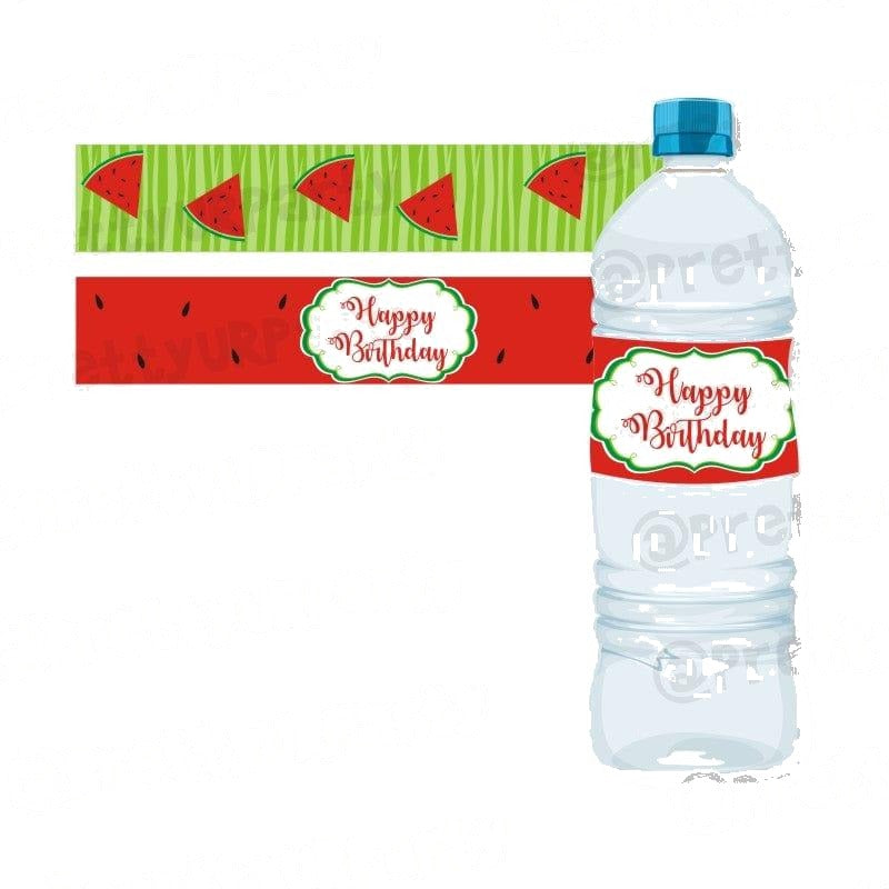 Watermelon Theme Water Bottle Labels