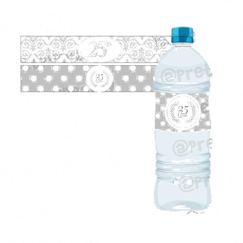 25th Anniversary Theme Water Bottle Labels