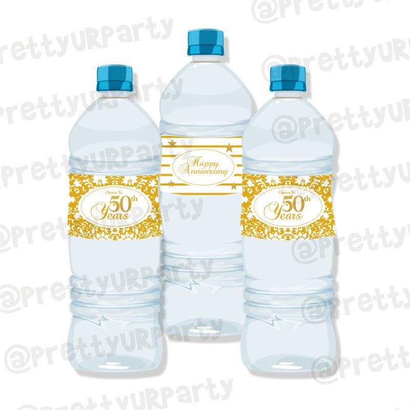 50th Anniversary Theme Water Bottle Labels ALL PARTY SUPPLIES Pretty UR Party