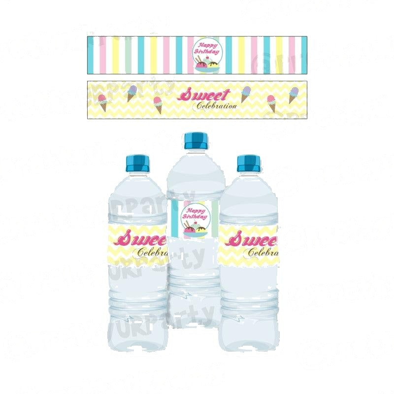 Ice Cream Theme Water Bottle Labels