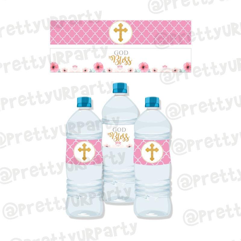 Baptism Pink Theme Water Bottle Labels ALL PARTY SUPPLIES Pretty UR Party Default Title