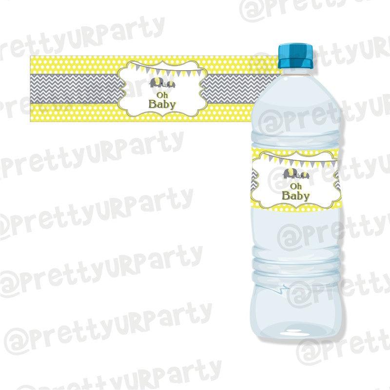 Elephant Baby shower Water Bottle Labels BABY SHOWER Pretty UR Party Default Title