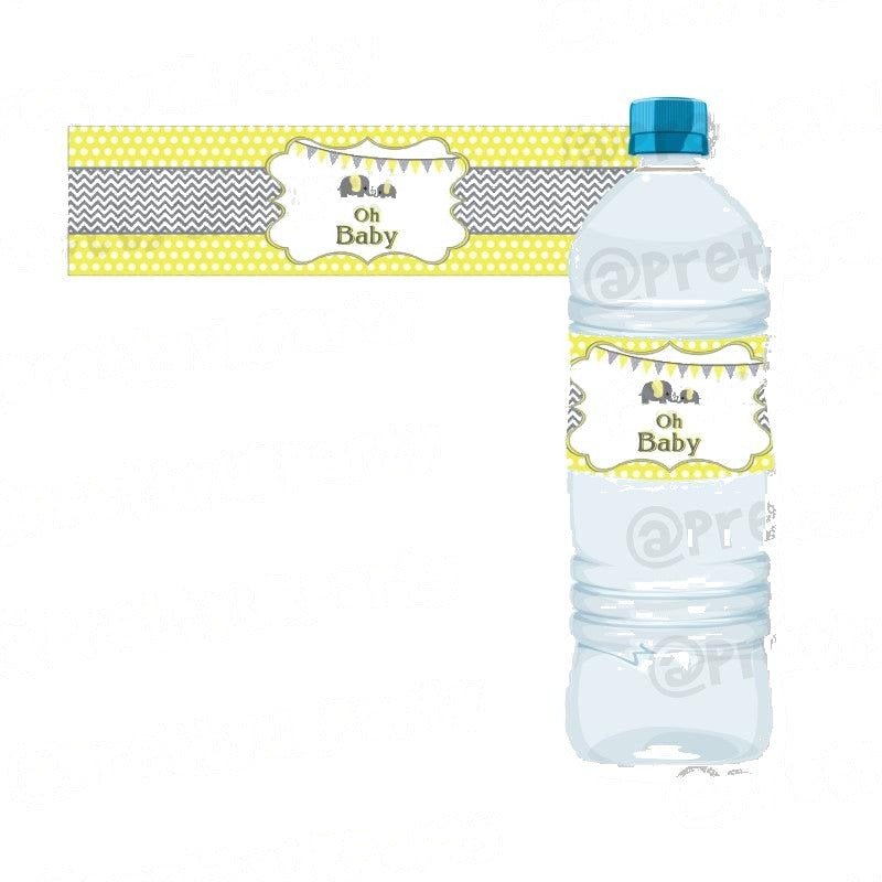 Elephant Baby shower Water Bottle Labels