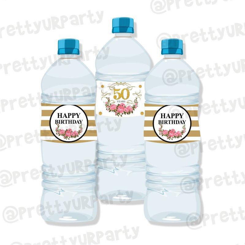 50th Birthday Theme Water Bottle Labels THEME PARTIES Pretty UR Party
