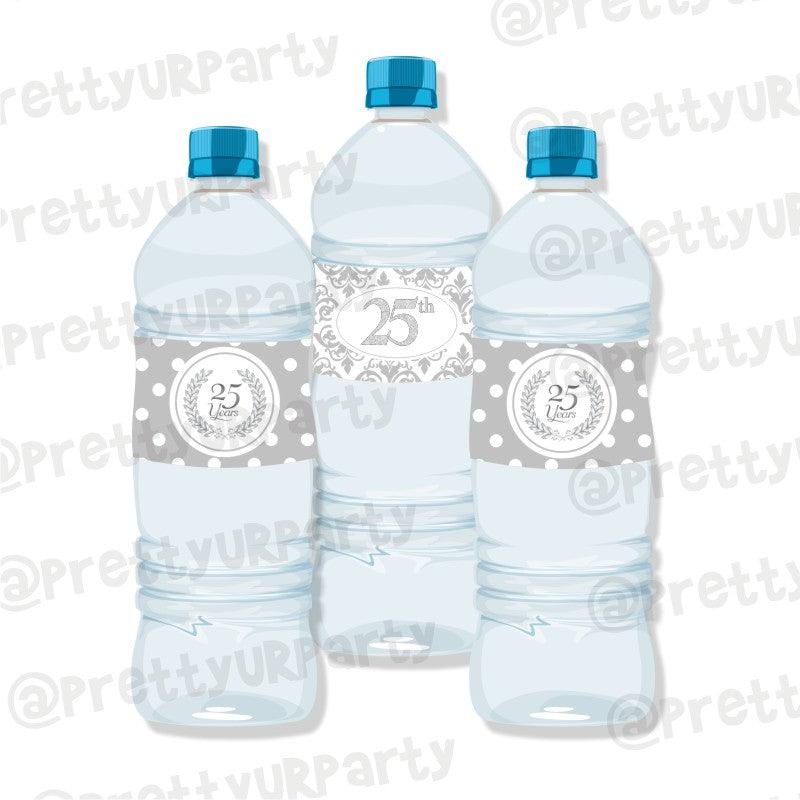 25th Anniversary Theme Water Bottle Labels ALL PARTY SUPPLIES Pretty UR Party