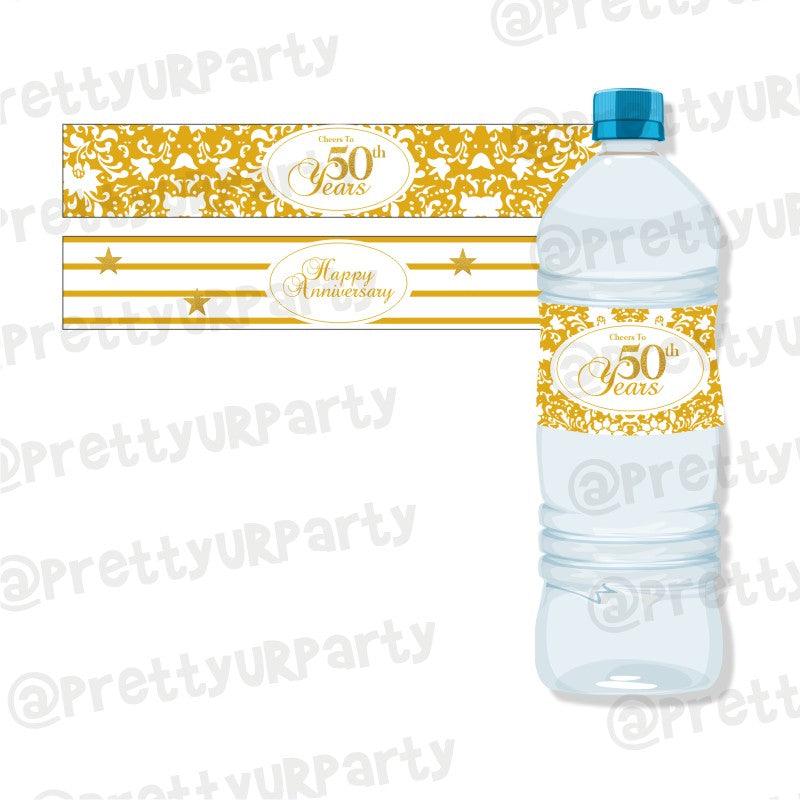 50th Anniversary Theme Water Bottle Labels ALL PARTY SUPPLIES Pretty UR Party Default Title