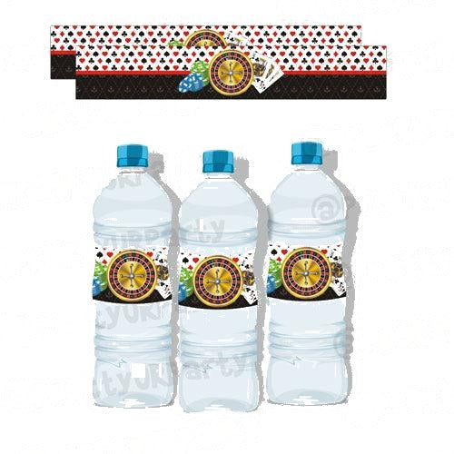 Casino Night Water Bottle Labels