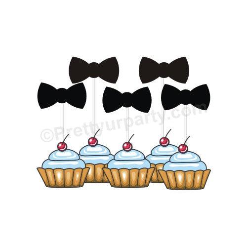 Bow Tie Cupcake Topper THEME PARTIES Pretty UR Party