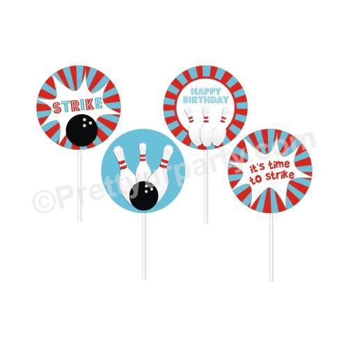 Bowling Theme Cupcake / Food Toppers THEME PARTIES Pretty UR Party Default Title