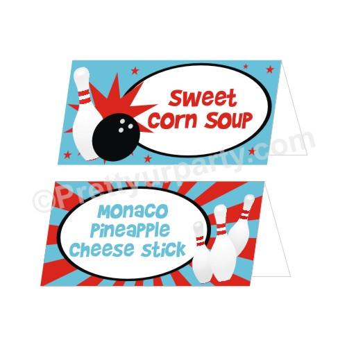 Bowling Theme Food Labels / Buffet Table Cards THEME PARTIES Pretty UR Party