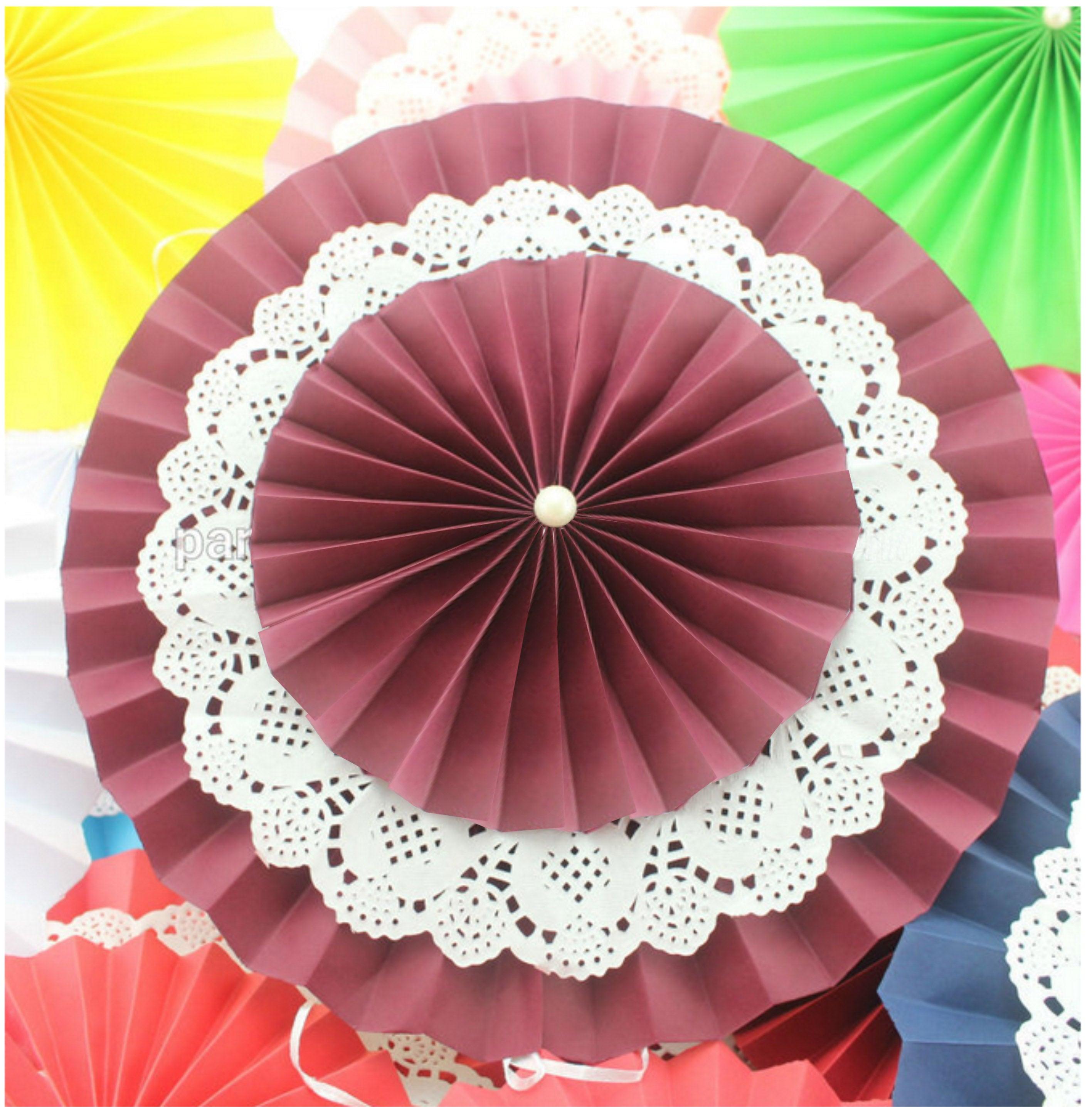 Brown Rosette Paper Fans with Doily ALL PARTY SUPPLIES Pretty UR Party