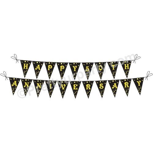Black 50th Anniversary Bunting ALL PARTY SUPPLIES Pretty UR Party Default Title