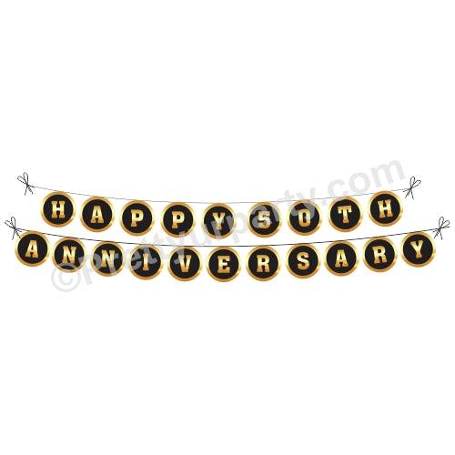 Black and Gold 50th Anniversary Bunting ALL PARTY SUPPLIES Pretty UR Party Default Title