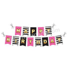 Pink and Black Stripes Happy Birthday Bunting BIRTHDAYS Pretty UR Party Default Title