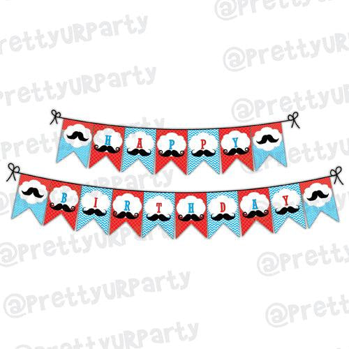 Moustache Theme Bunting THEME PARTIES Pretty UR Party Default Title