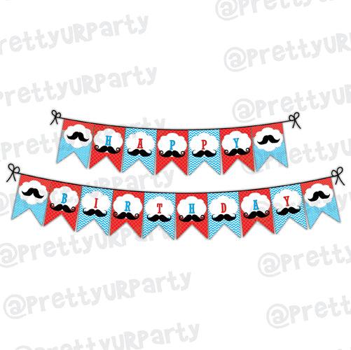 Moustache Theme Bunting THEME PARTIES Pretty UR Party Default Title