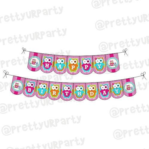 Girly Owl Bunting THEME PARTIES Pretty UR Party Default Title