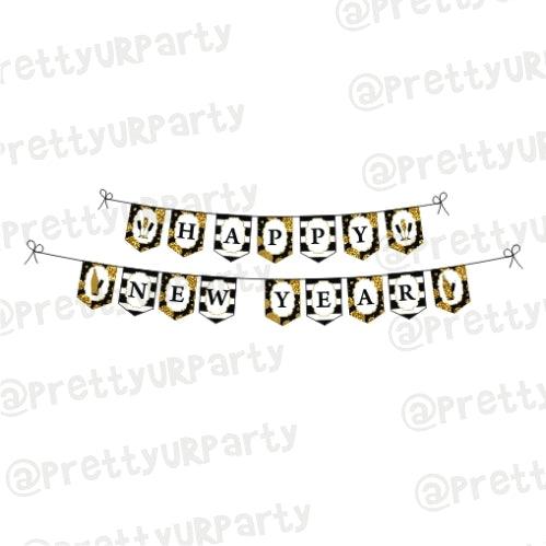 Gold and Black New Year Bunting ALL PARTY SUPPLIES Pretty UR Party Default Title