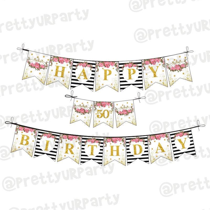 50th Birthday Theme Bunting DECORATIONS Pretty UR Party Default Title