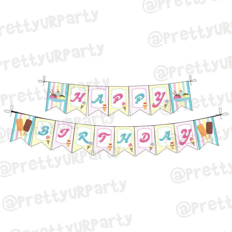 Ice Cream Theme Bunting DECORATIONS Pretty UR Party Default Title