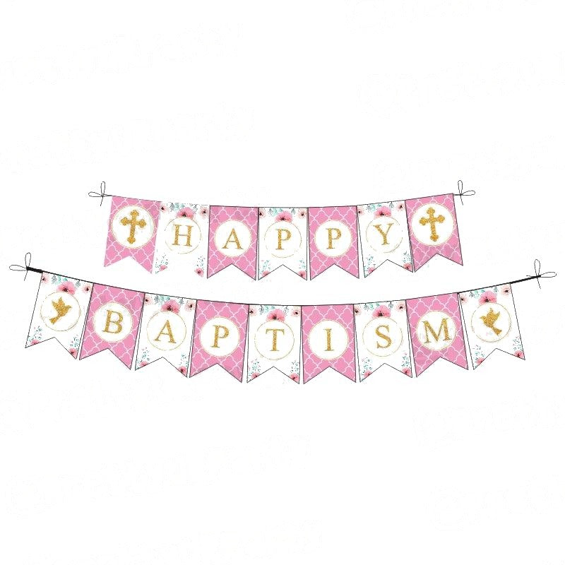 Baptism Pink Theme Bunting