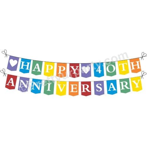 Rainbow 40th Anniversary Bunting ALL PARTY SUPPLIES Pretty UR Party Default Title