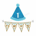 1st Birthday Cap and Bunting Set - Blue HANDCRAFTED Pretty UR Party