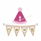 1st Birthday Cap and Bunting Set - Pink HANDCRAFTED Pretty UR Party