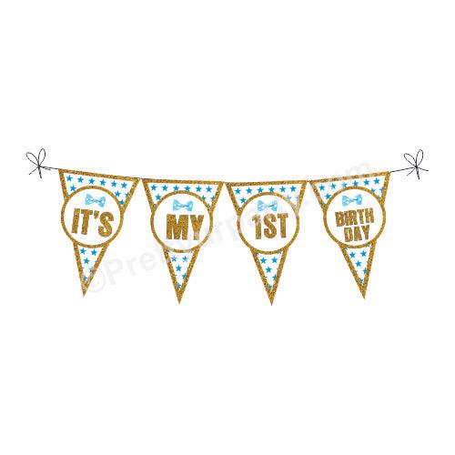 1st Birthday Bunting - Blue BIRTHDAYS Pretty UR Party Default Title