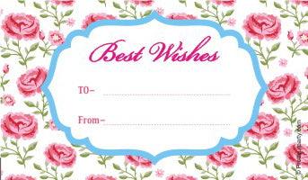 Custom Best Wishes Pink Floral PERSONALISED Pretty UR Party Flat, Non Folded 270 GSM Glossy 50 Best Wishes Cards