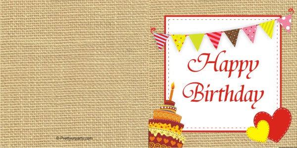 Custom Best Wishes Birthday Cake & Hearts PERSONALISED Pretty UR Party Flat, Non Folded 270 GSM Glossy 50 Best Wishes Cards