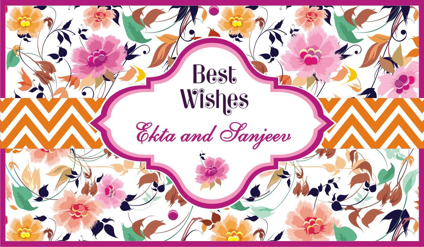 Custom Best Wishes Multicolored Floral PERSONALISED Pretty UR Party Flat, Non Folded 270 GSM Glossy 50 Best Wishes Cards