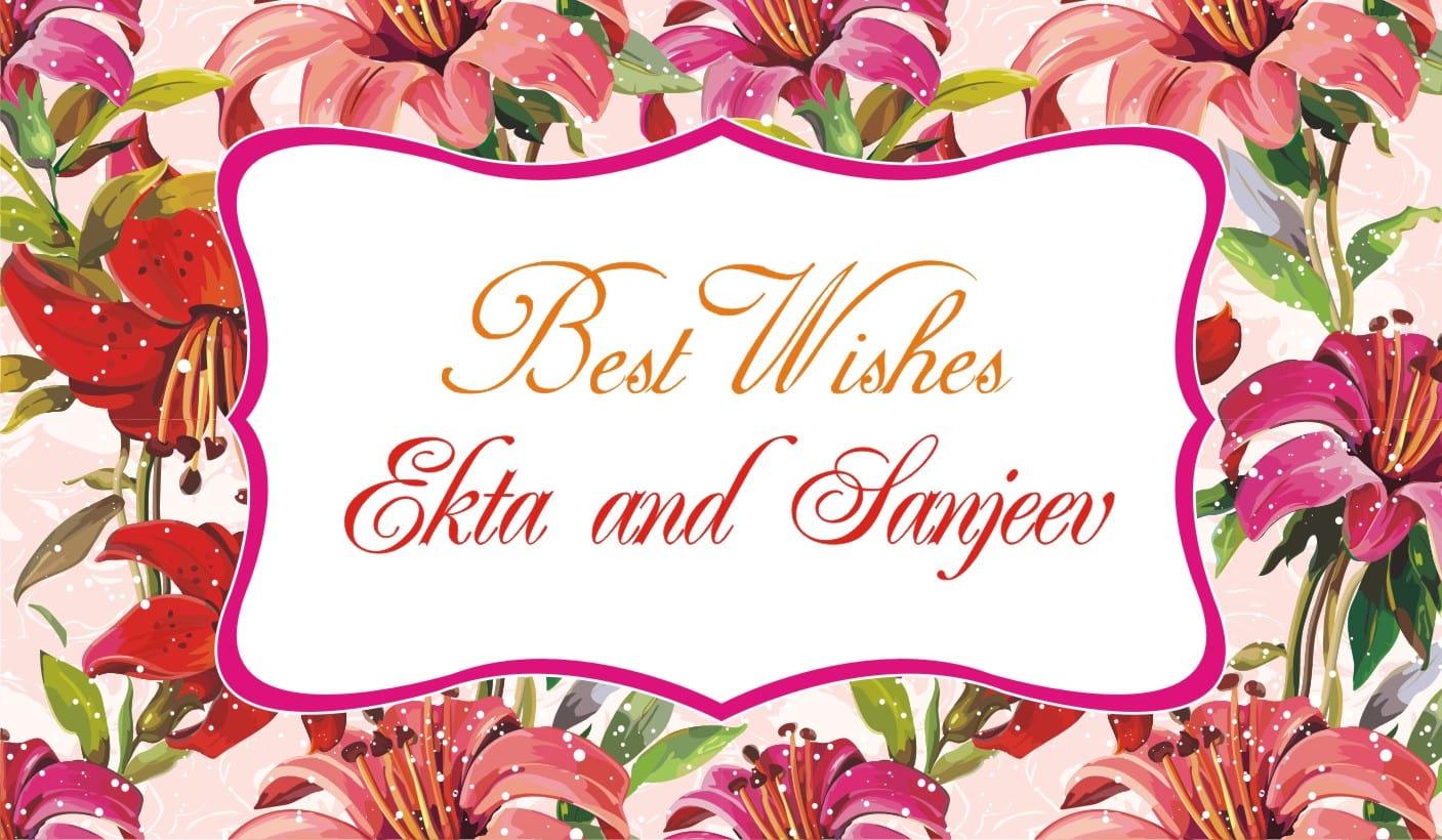 Custom Best Wishes Lilies Design PERSONALISED Pretty UR Party Flat, Non Folded 270 GSM Glossy 50 Best Wishes Cards