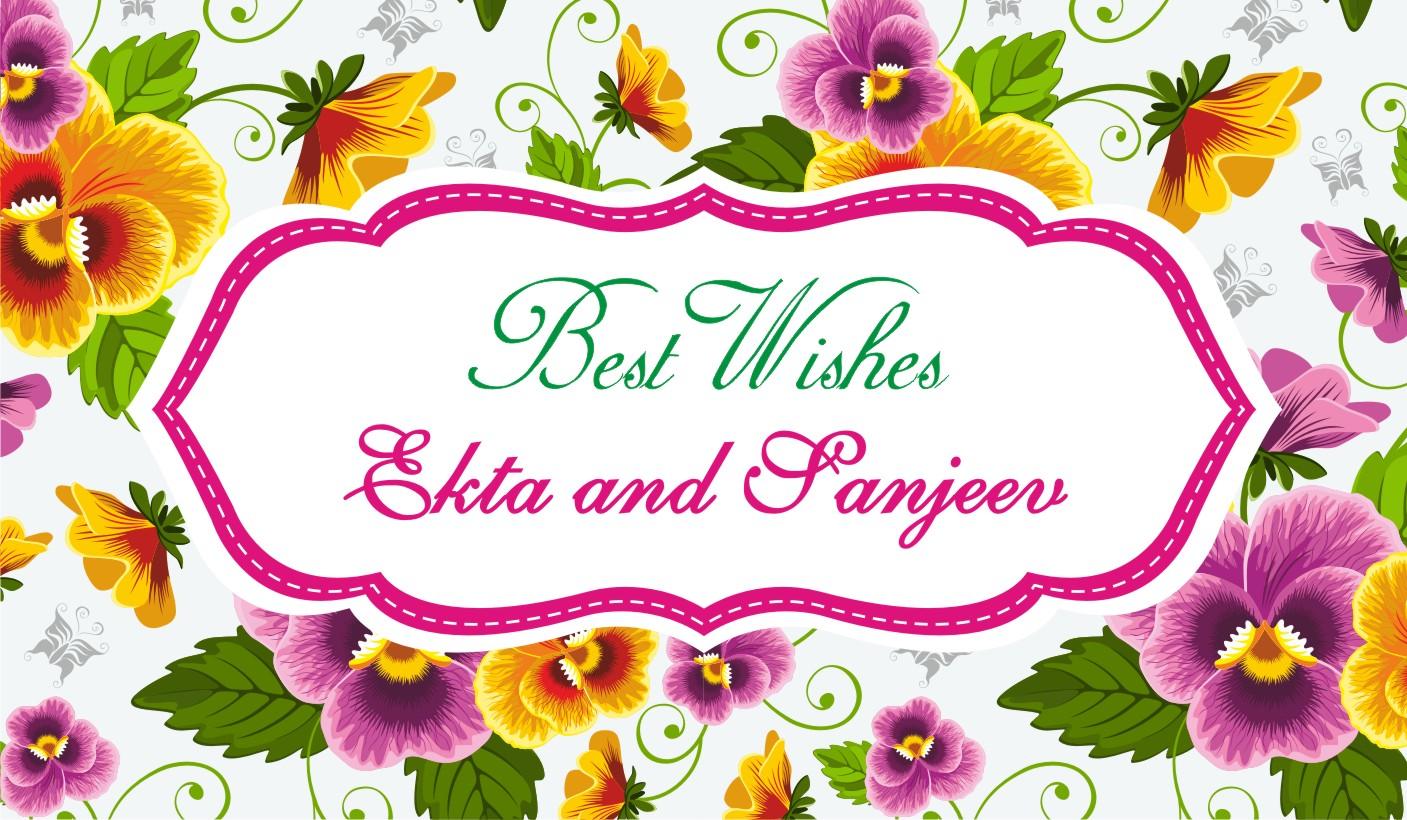 Custom Best Wishes Multi Flowers PERSONALISED Pretty UR Party Flat, Non Folded 270 GSM Glossy 50 Best Wishes Cards